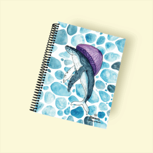 Planner 2025 Tapa Dura con Ilustraciones en Acuarela – Flora y Fauna Chilena (22x18 cm) - Ballena Jorobada
