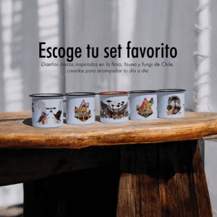 Set de 5 tazas enlozadas